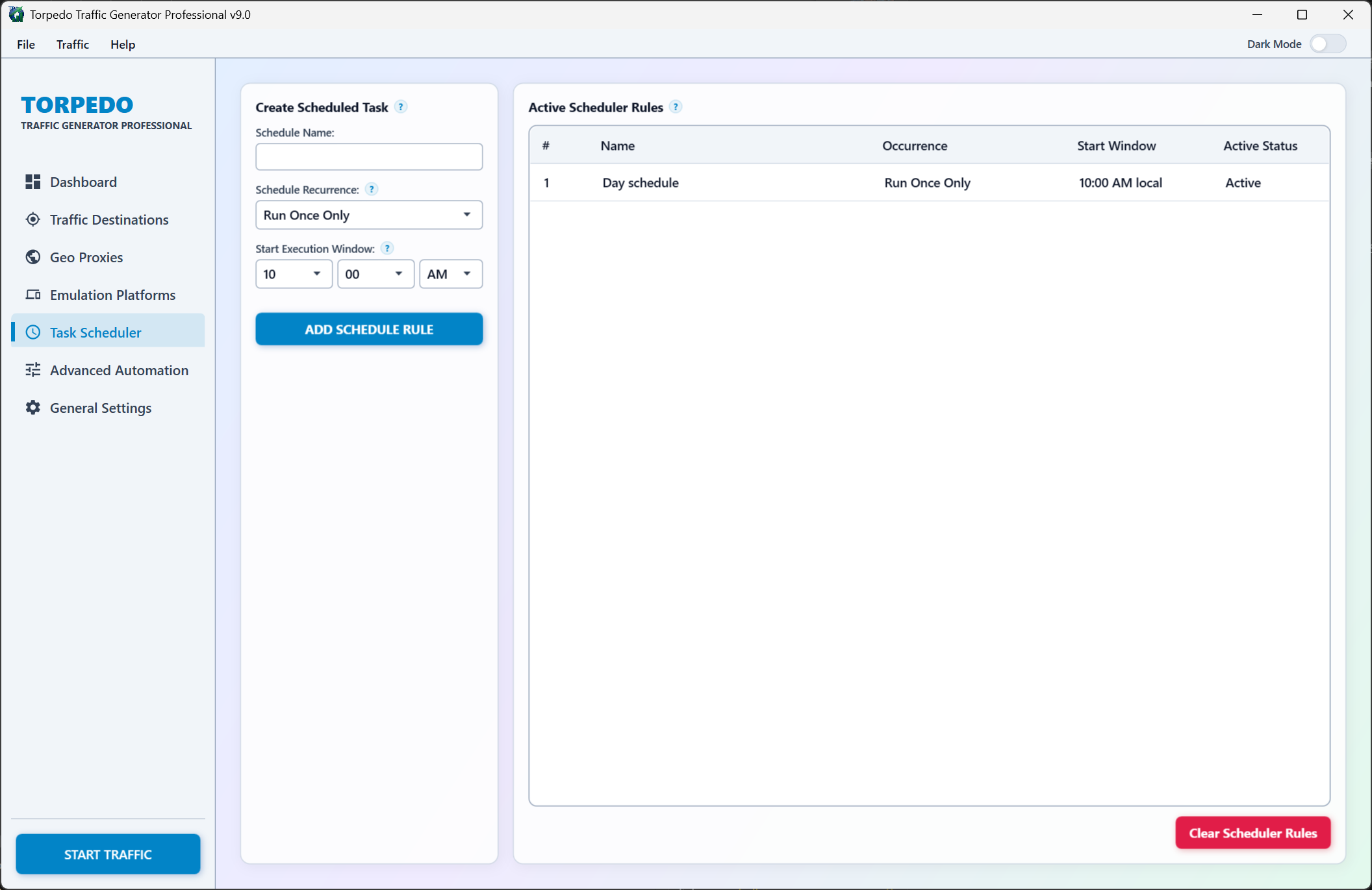 Torpedo Traffic Professional - Automated Multi-Rule Scheduler